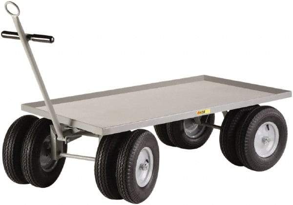 Little Giant - 3,000 Lb Capacity Steel 8 Wheeler Wagon Truck - Steel Deck, 30" OAW, 60" Platform Length x 18-1/4" Platform Height, Pneumatic Casters - Best Tool & Supply