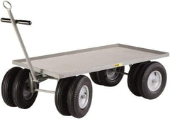 Little Giant - 3,000 Lb Capacity Steel 8 Wheeler Wagon Truck - Steel Deck, 30" OAW, 48" Platform Length x 18-1/4" Platform Height, Pneumatic Casters - Best Tool & Supply