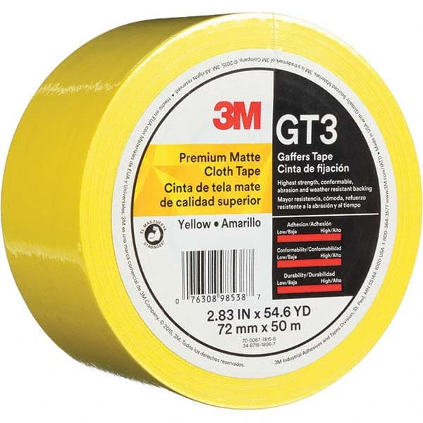 3M - 50m x 72mm x 11 mil Yellow Cotton Cloth Gaffers Tape - Best Tool & Supply