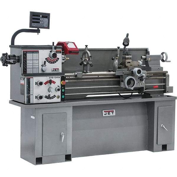 Jet - 13" Swing, 43" Between Centers, 230 Volt, Single Phase Bench Lathe - 2 hp, 70 to 2,000 RPM, 1-3/8" Bore Diam, 28-1/2" Deep x 30" High x 79" Long - Best Tool & Supply