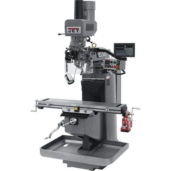 Jet - 9" Table Width x 49" Table Length, Electronic Variable Speed Control, 3 Phase Knee Milling Machine - 3 hp - Best Tool & Supply