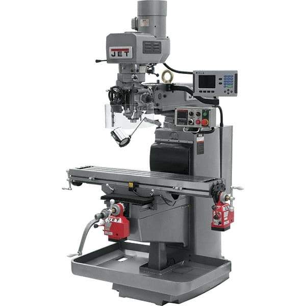 Jet - 10" Table Width x 50" Table Length, Electronic Variable Speed Control, 3 Phase Knee Milling Machine - 3 hp - Best Tool & Supply