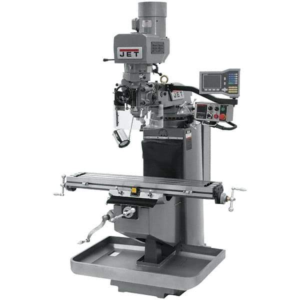 Jet - 9" Table Width x 49" Table Length, Electronic Variable Speed Control, 3 Phase Knee Milling Machine - 3 hp - Best Tool & Supply