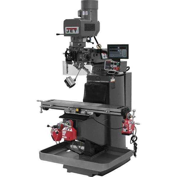 Jet - 9" Table Width x 49" Table Length, Electronic Variable Speed Control, 3 Phase Knee Milling Machine - 3 hp - Best Tool & Supply