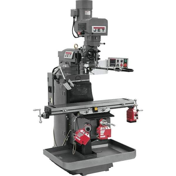 Jet - 9" Table Width x 49" Table Length, Electronic Variable Speed Control, 3 Phase Knee Milling Machine - 3 hp - Best Tool & Supply