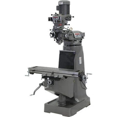 Jet - 9" Table Width x 42" Table Length, Step Pulley Control, 3 Phase Knee Milling Machine - 2 hp - Best Tool & Supply