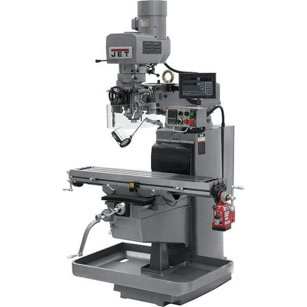 Jet - 10" Table Width x 50" Table Length, Electronic Variable Speed Control, 3 Phase Knee Milling Machine - 3 hp - Best Tool & Supply