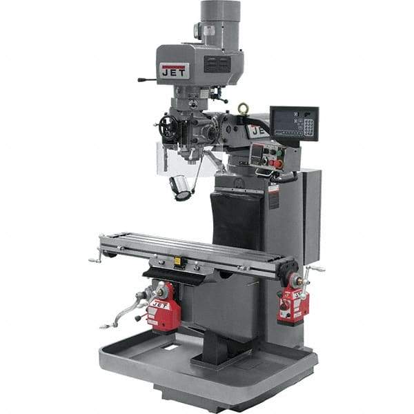 Jet - 9" Table Width x 49" Table Length, Electronic Variable Speed Control, 3 Phase Knee Milling Machine - 3 hp - Best Tool & Supply