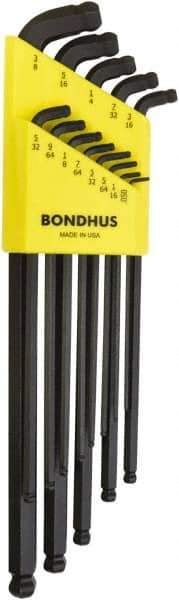 Bondhus - 13 Piece L-Key Ball End Hex Key Set - Hex Range 0.05 to 3/8", Protanium High Torque Steel - Best Tool & Supply