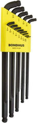 Bondhus - 13 Piece L-Key Ball End Hex Key Set - Hex Range 0.05 to 3/8", Protanium High Torque Steel - Best Tool & Supply