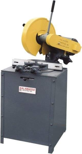 Kalamazoo - 14" Blade Diam, 1" Arbor Hole, Miter Chop & Cutoff Saw - 4,400 RPM, 5 hp, 220/440 Volts, 3 Phase - Best Tool & Supply