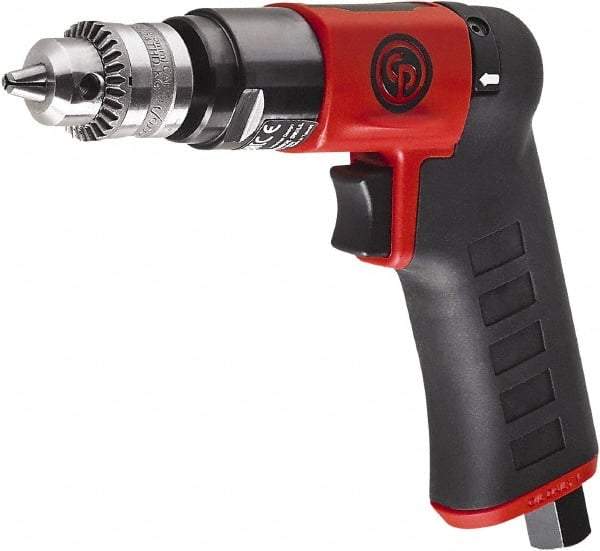 Chicago Pneumatic - 1/4" Reversible Keyed Chuck - Pistol Grip Handle, 2,800 RPM, 0.3 hp, 90 psi - Best Tool & Supply