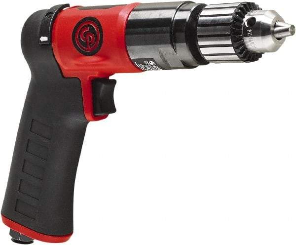 Chicago Pneumatic - 3/8" Reversible Keyed Chuck - Pistol Grip Handle, 2,100 RPM, 0.5 hp, 90 psi - Best Tool & Supply