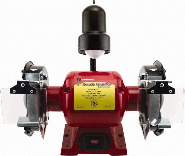 Value Collection - 6" Wheel Diam x 3/4" Wheel Width, 1/3 hp Bench Grinder - 1 Phase, 3,400 Max RPM, 120 Volts - Best Tool & Supply