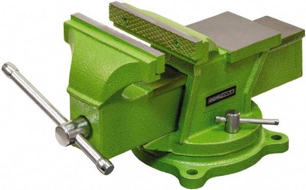 OEM Tools - 6" Jaw Width, 6" Opening Capacity, 2-19/32" Throat Depth, Cast Iron Swivel Bench Vise - Bolt Down Base Attachment - Best Tool & Supply