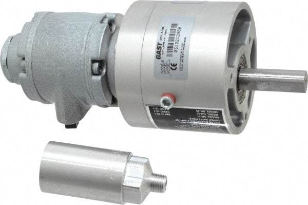 Gast - 1/3 hp Reversible Face Air Actuated Motor - 15:1 Gear Ratio, 400 Max RPM, 7.31" OAL, 1/2" Shaft Diam - Best Tool & Supply