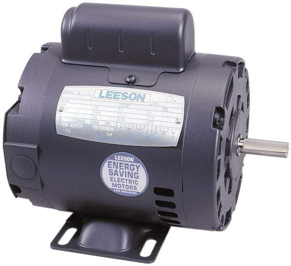 Leeson - 1/2 Max hp, 3,450 Max RPM, Electric AC DC Motor - 115, 208, 230 V Input, Single Phase, 56 Frame - Best Tool & Supply