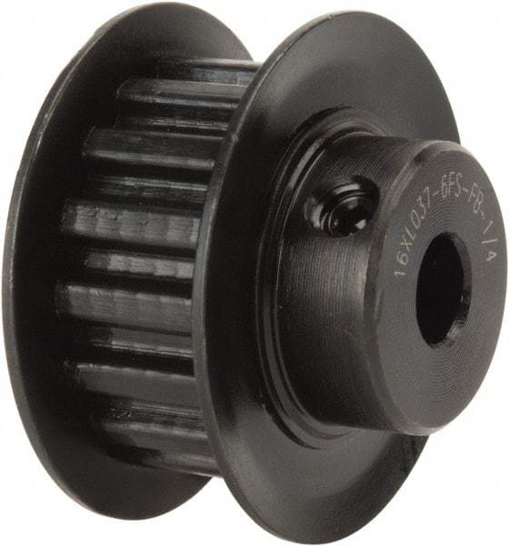 Power Drive - 16 Tooth, 1/4" Inside x 1" Outside Diam, Timing Belt Pulley - 1/4, 3/8" Belt Width, 1.019" Pitch Diam, Steel & Cast Iron - Best Tool & Supply