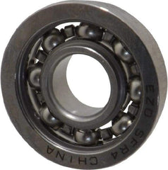 Value Collection - 1/4" Bore Diam, 5/8" OD, Open Miniature Radial Ball Bearing - 0.196" Wide, With Flange, 1 Row, Round Bore, 128 Lb Static Capacity, 335 Lb Dynamic Capacity - Best Tool & Supply