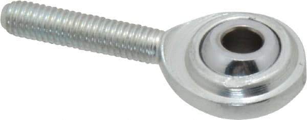 Made in USA - 3/16" ID, 5/8" Max OD, 1,210 Lb Max Static Cap, Plain Male Spherical Rod End - 10-32 RH, Steel with Steel Raceway - Best Tool & Supply