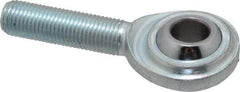 Made in USA - 3/8" ID, 1" Max OD, 5,100 Lb Max Static Cap, Plain Male Spherical Rod End - 3/8-24 RH, Steel with Steel Raceway - Best Tool & Supply