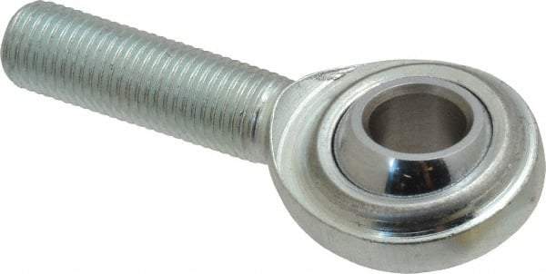 Made in USA - 7/16" ID, 1-1/8" Max OD, 6,402 Lb Max Static Cap, Plain Male Spherical Rod End - 7/16-20 RH, Steel with Steel Raceway - Best Tool & Supply