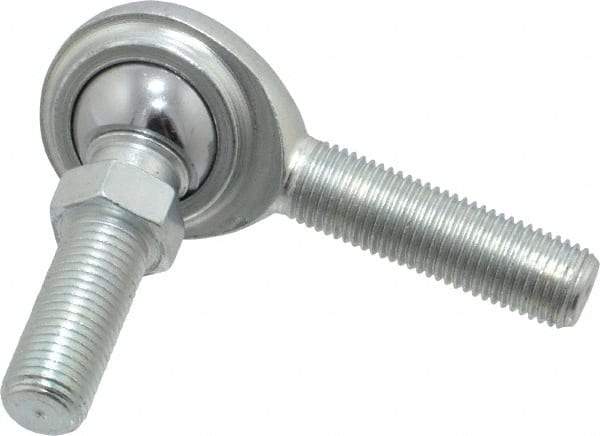 Made in USA - 3/8" ID, 1" Max OD, 5,100 Lb Max Static Cap, Male Spherical Rod End with Stud - 3/8-24 RH, Steel with Steel Raceway - Best Tool & Supply