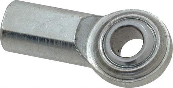 Made in USA - 7/16" ID, 1-1/8" Max OD, 6,402 Lb Max Static Cap, Plain Female Spherical Rod End - 7/16-20 RH, Steel with Steel Raceway - Best Tool & Supply