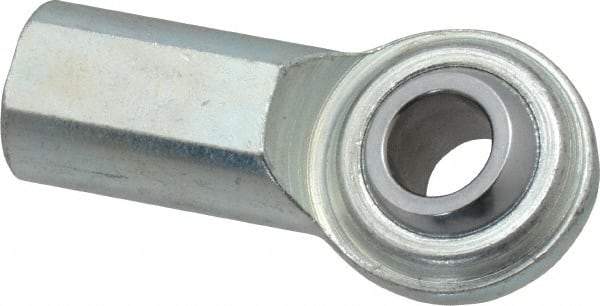 Made in USA - 1/2" ID, 1-5/16" Max OD, 8,386 Lb Max Static Cap, Plain Female Spherical Rod End - 1/2-20 RH, Steel with Steel Raceway - Best Tool & Supply