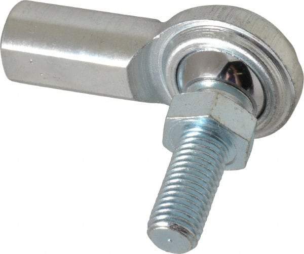 Made in USA - 5/16" ID, 7/8" Max OD, 3,600 Lb Max Static Cap, Female Spherical Rod End with Stud - 5/16-24 RH, Steel with Steel Raceway - Best Tool & Supply