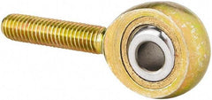 Made in USA - 5/8" ID, 1-1/2" Max OD, 7,400 Lb Max Static Cap, Male Spherical Rod End with Stud - 5/8-18 RH, Steel with Bronze Raceway - Best Tool & Supply