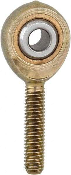 Made in USA - 3/16" ID, 5/8" Max OD, 1,174 Lb Max Static Cap, Plain Male Spherical Rod End - 10-32 RH, Steel with Bronze Raceway - Best Tool & Supply