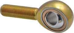 Made in USA - 7/16" ID, 1-1/8" Max OD, 4,244 Lb Max Static Cap, Plain Male Spherical Rod End - 7/16-20 RH, Steel with Bronze Raceway - Best Tool & Supply