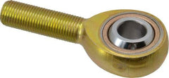 Made in USA - 1/2" ID, 1-5/16" Max OD, 6,700 Lb Max Static Cap, Plain Male Spherical Rod End - 1/2-20 RH, Steel with Bronze Raceway - Best Tool & Supply