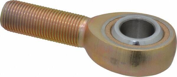 Made in USA - 5/8" ID, 1-1/2" Max OD, 7,400 Lb Max Static Cap, Plain Male Spherical Rod End - 5/8-18 RH, Steel with Bronze Raceway - Best Tool & Supply