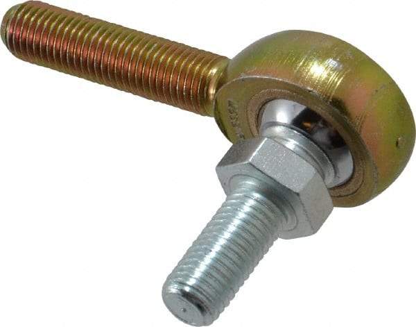 Made in USA - 5/16" ID, 7/8" Max OD, 2,796 Lb Max Static Cap, Male Spherical Rod End with Stud - 5/16-24 RH, Steel with Bronze Raceway - Best Tool & Supply