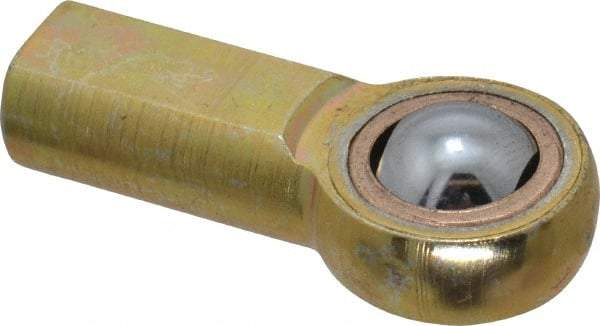 Made in USA - 3/16" ID, 5/8" Max OD, 1,624 Lb Max Static Cap, Plain Female Spherical Rod End - 10-32 RH, Steel with Bronze Raceway - Best Tool & Supply