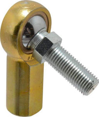 Made in USA - 7/16" ID, 1-1/8" Max OD, 4,300 Lb Max Static Cap, Female Spherical Rod End with Stud - 7/16-20 RH, Steel with Bronze Raceway - Best Tool & Supply