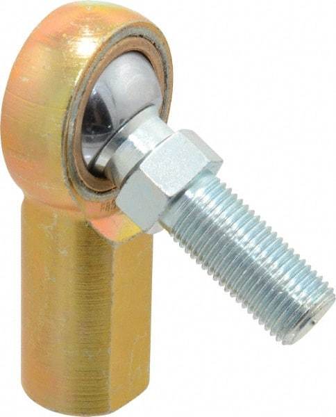 Made in USA - 1/2" ID, 1-5/16" Max OD, 6,700 Lb Max Static Cap, Female Spherical Rod End with Stud - 1/2-20 RH, Steel with Bronze Raceway - Best Tool & Supply