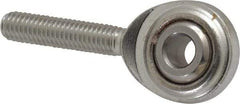 Made in USA - 3/16" ID, 5/8" Max OD, 912 Lb Max Static Cap, Plain Male Spherical Rod End - 10-32 RH, Stainless Steel with Stainless Steel Raceway - Best Tool & Supply