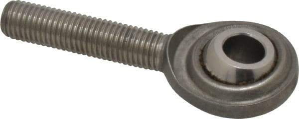 Made in USA - 5/16" ID, 7/8" Max OD, 2,050 Lb Max Static Cap, Plain Male Spherical Rod End - 5/16-24 RH, Stainless Steel with Stainless Steel Raceway - Best Tool & Supply