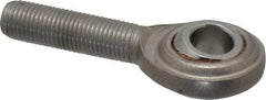 Made in USA - 3/8" ID, 1" Max OD, 3,040 Lb Max Static Cap, Plain Male Spherical Rod End - 3/8-24 RH, Stainless Steel with Stainless Steel Raceway - Best Tool & Supply