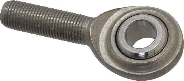 Made in USA - 1/2" ID, 1-5/16" Max OD, 4,700 Lb Max Static Cap, Plain Male Spherical Rod End - 1/2-20 RH, Stainless Steel with Stainless Steel Raceway - Best Tool & Supply