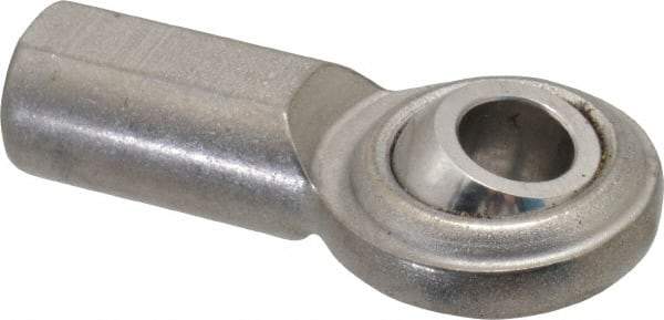 Made in USA - 5/16" ID, 7/8" Max OD, 2,100 Lb Max Static Cap, Plain Female Spherical Rod End - 5/16-24 RH, Stainless Steel with Stainless Steel Raceway - Best Tool & Supply