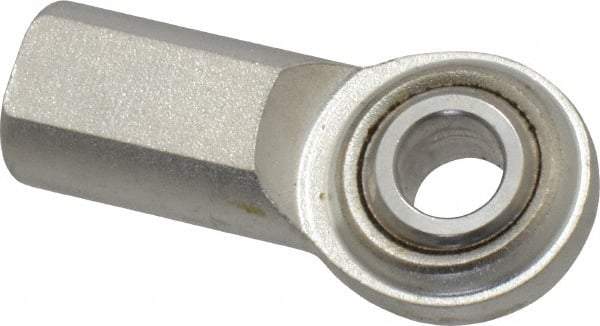 Made in USA - 3/8" ID, 1" Max OD, 3,080 Lb Max Static Cap, Plain Female Spherical Rod End - 3/8-24 RH, Stainless Steel with Stainless Steel Raceway - Best Tool & Supply