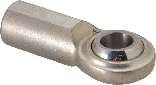 Made in USA - 3/4" ID, 1-3/4" Max OD, 7,520 Lb Max Static Cap, Plain Female Spherical Rod End - 3/4-16 RH, Stainless Steel with Stainless Steel Raceway - Best Tool & Supply