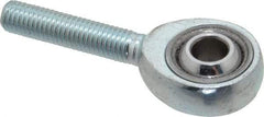 Made in USA - 1/4" ID, 3/4" Max OD, 5,262 Lb Max Static Cap, Plain Male Spherical Rod End - 1/4-28 RH, Alloy Steel with Steel Raceway - Best Tool & Supply