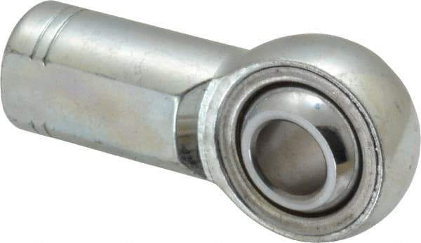 Made in USA - 7/16" ID, 1-1/8" Max OD, 10,290 Lb Max Static Cap, Plain Female Spherical Rod End - 7/16-20 RH, Alloy Steel with Steel Raceway - Best Tool & Supply