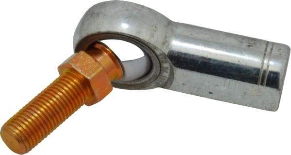 Made in USA - 3/8" ID, 1" Max OD, 9,550 Lb Max Static Cap, Female Spherical Rod End with Stud - 3/8-24 RH, Alloy Steel with Steel Raceway - Best Tool & Supply