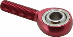 Made in USA - 3/8" ID, 1" Max OD, 4,208 Lb Max Static Cap, Plain Male Spherical Rod End - 3/8-24 RH, Alloy Steel with Steel Raceway - Best Tool & Supply